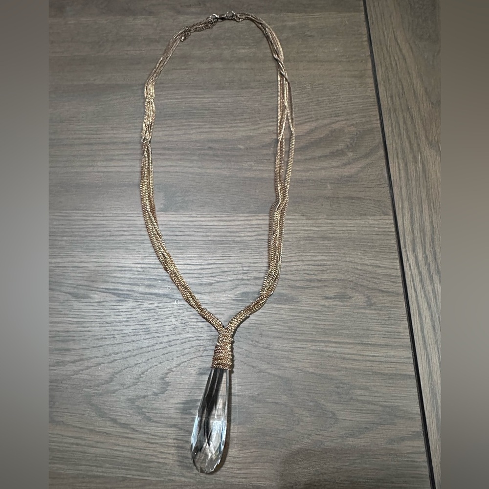 Gold Necklace with Crystal Pendant